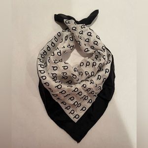 Silk and rayon, made in Japan black and white neck scarf